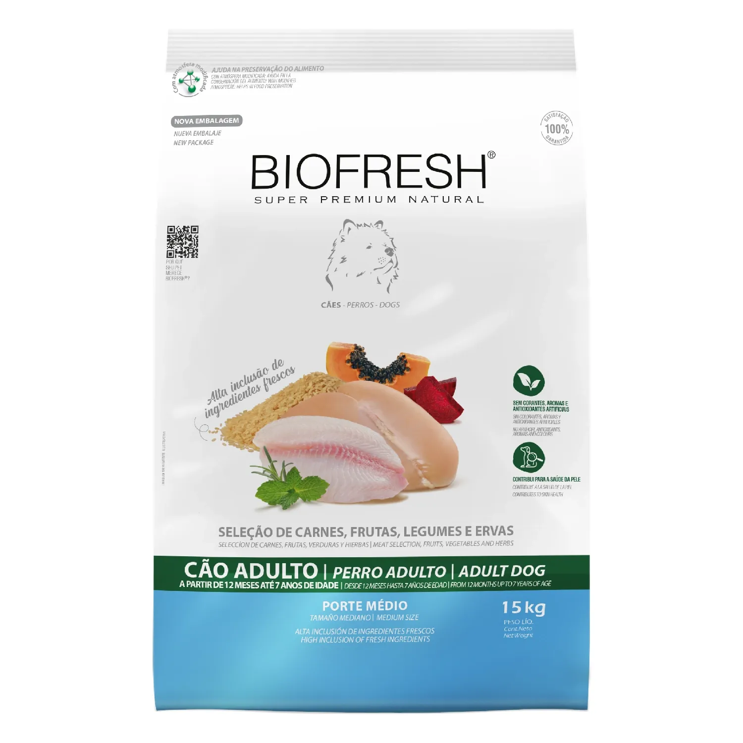 Racao Biofresh Caes Adultos Racas Medias_15KG_FRENTE